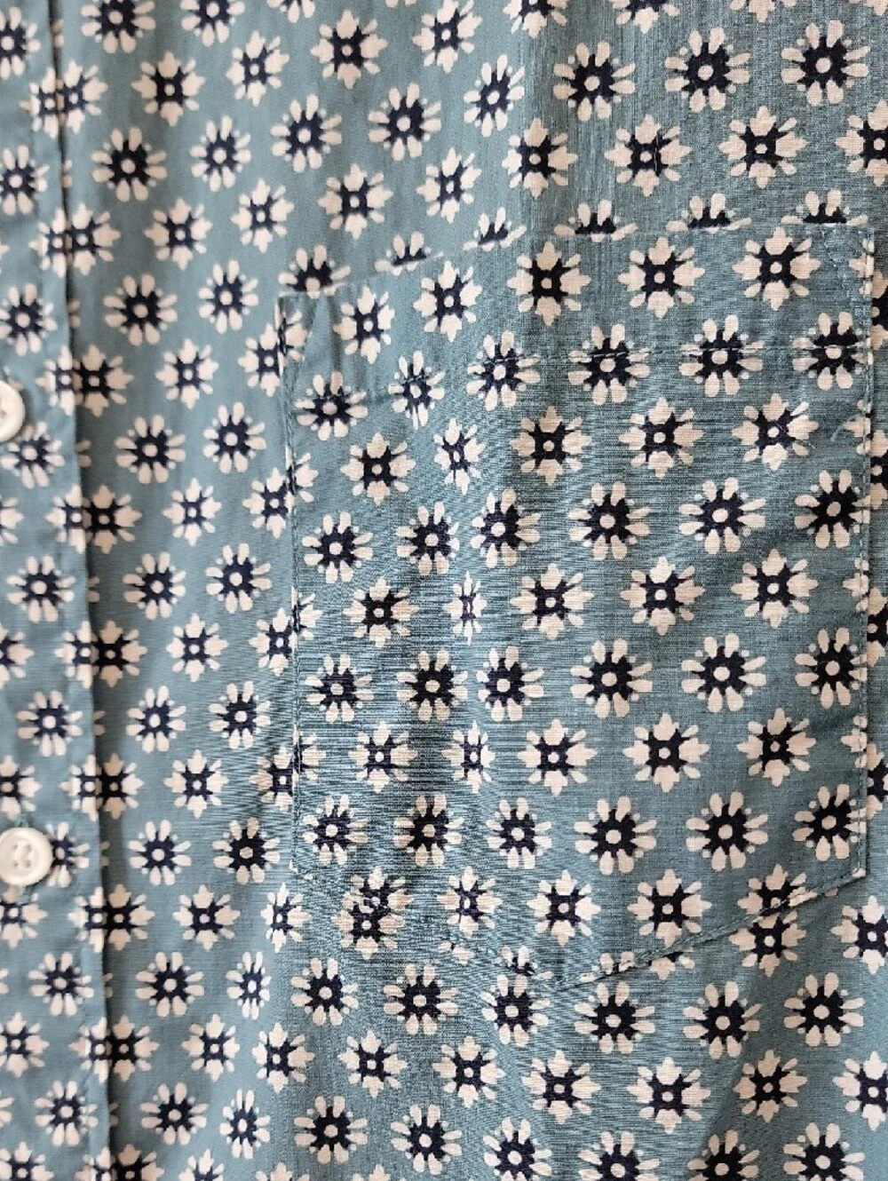 J. Crew Light Blue Short-Sleeve Button-Down Shirt with White Floral Print - Picture 3 of 9